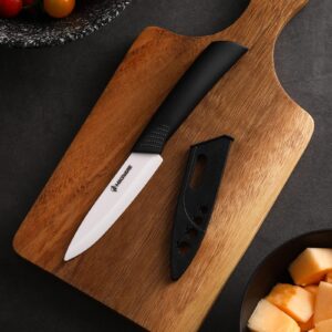 Magiware Classic 3PCS Ceramic Knife Set with Cover, Super Sharp Never Rust Healthy (6" Ceramic Chef Knife, 5" Solution Knife，4 "Classic Paring Knife)