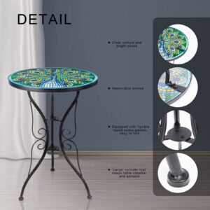 VCUTEKA Patio Side Table Outdoor Accent Table Bistro Coffee Table Plant End Table Small Porch Table Indoor Peacock