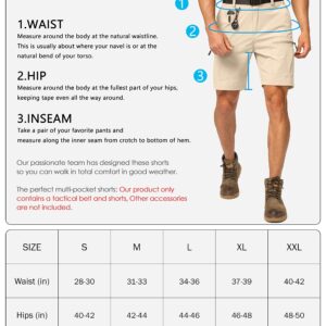 Men's Hiking Cargo Shorts Stretch Quick Dry Outdoor Tactical Shorts for Men with Multi Pocket for Fishing Casual(Light Grey,XXL)