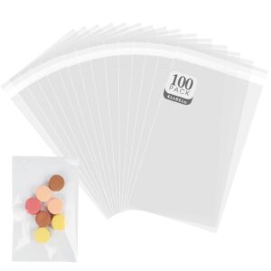 100 pack 4x6 cellophane treat bags, small self sealing cellophane t=bags clear plastic cello candy bags for crafts gifts, acid-free crystal clear sleeves storage bags for photo prints mats