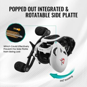 Piscifun Carbon XCS Baitcaster Reel, 5.5 oz Baitcasting Fishing Reel, 8.1:1 Gear Ratio & Dual Brake System Carbon Frame Smooth Casting Reel, Matte White Right Handed