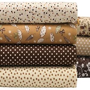 OZXCHIXU 7PCS/lot Coffee Series Floral Cotton Fabric Quilting Patchwork Fabric Fat Quarter Bundles Fabric for Scrapbooking Cloth Sewing DIY Crafts Handmade Bags Pillows 19.7X19.7inches