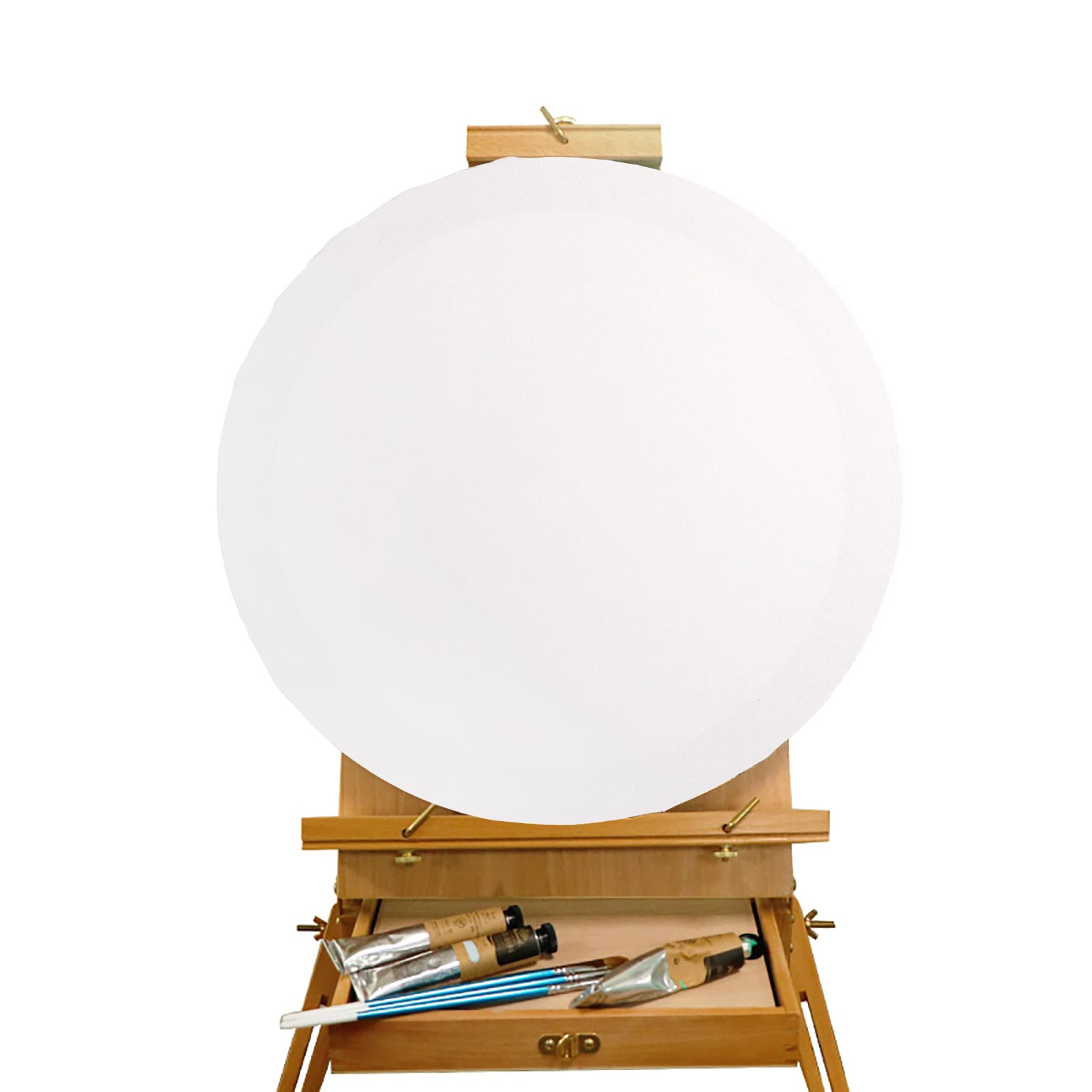 Frcctre 6 Pack 12 Inch Round Canvas Panels, Pre Stretched Blank Painting Canvas Boards, Circle White Art Canvas Panels for Oil, Acrylic, Gouache, Crafts