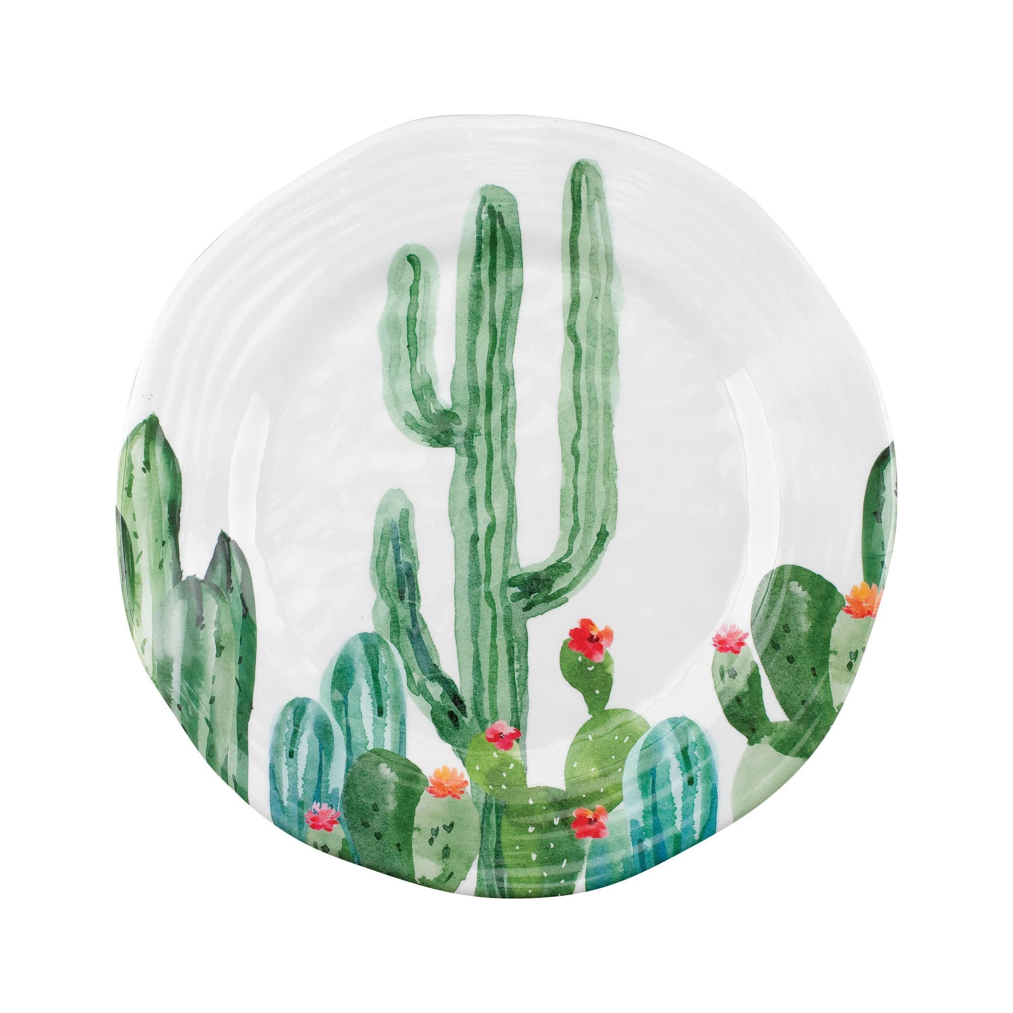 UPware 12-Piece Melamine Dinnerware Set, Includes Dinner Plates, Salad Plates, Bowls, Service for 4. (Desert Cactus)