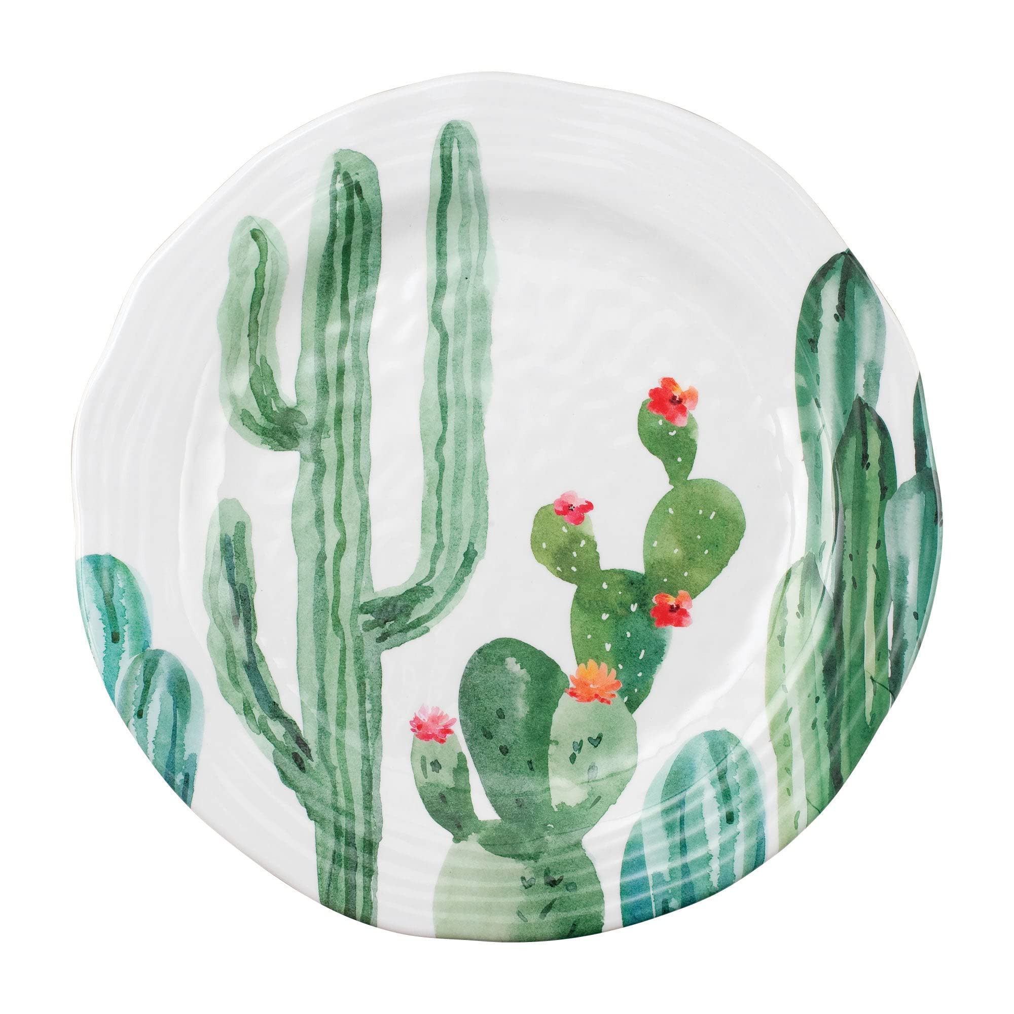 UPware 12-Piece Melamine Dinnerware Set, Includes Dinner Plates, Salad Plates, Bowls, Service for 4. (Desert Cactus)