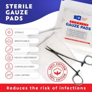 100pc Large Sterile Gauze Pads 4x4 Sterile for Wounds Bulk - 12ply Woven Gauze Sponges 4x4 Sterile - USP IV Breathable Mesh 4x4 Gauze Pads Sterile for Enhanced Absorption - First Aid Medical