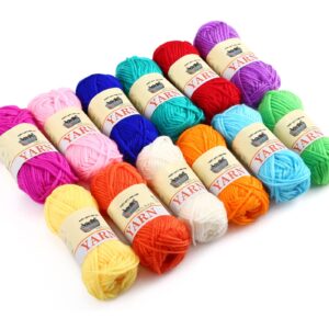 Yinsun 12 Skeins Acrylic Yarn Mini Craft Yarn 100% Acrylic Yarn for Crocheting, Starter Crochet Bulk Yarn for Child, Adult Knitting Crochet & Crafts (12 x 15g)