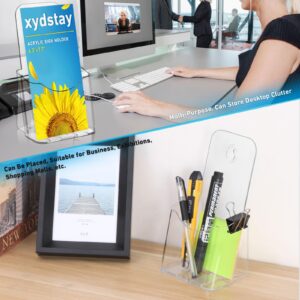 xydstay Acrylic Brochure Holder 4x9 Inches Slant Back Design, Clear Display Stand, Plastic Table Stand Sign Holder,Pamphlet Holder Flyer Holder, Acrylic Display Stand, Acrylic Table Signs Plastic Paper Holder for Office, Home, Store, 6 Pack