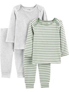 simple joys by carter's baby boys' 4-piece textured set, heather/grey, 3-6 months