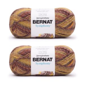 Bernat Symphony Autumn Maple Yarn - 2 Pack of 225g/8oz - Wool Blend - 5 Bulky - 309 Yards - Knitting/Crochet