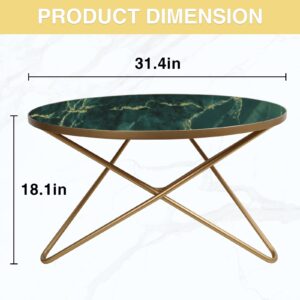 HLR Round coffee table with Green Faux Marble Top