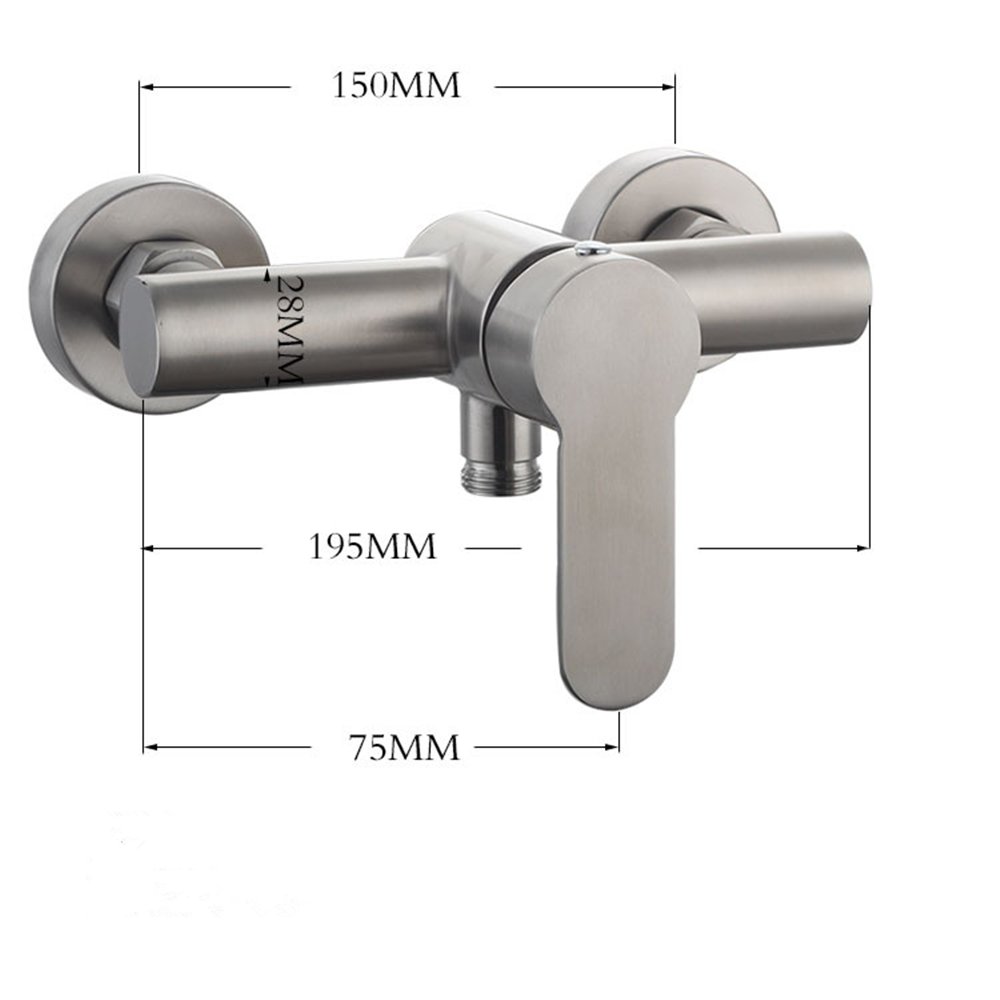 Stainless Steel Wall Mounted Shower Faucet Shower Mixer Manual Control Plumbing Valve Switch Bathroom Tap for Cold and Hot Water