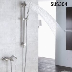 Stainless Steel Wall Mounted Shower Faucet Shower Mixer Manual Control Plumbing Valve Switch Bathroom Tap for Cold and Hot Water