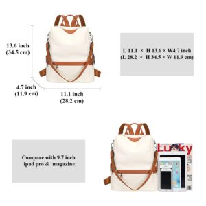 ALTOSY Leather Backpack for Women Elegant Genuine Backpack Purse Ladies Leather Shoulderbag （S80 Beige）