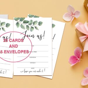 Join Us Invitation Cards With Envelopes - Greenery Invite Cards for All Occassions, Wedding, Engagement, Reception, Bridal or Baby Shower and Birthday Party - 25 Cards and 25 Envelopes - HL-002 YQK