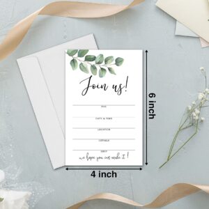 Join Us Invitation Cards With Envelopes - Greenery Invite Cards for All Occassions, Wedding, Engagement, Reception, Bridal or Baby Shower and Birthday Party - 25 Cards and 25 Envelopes - HL-002 YQK