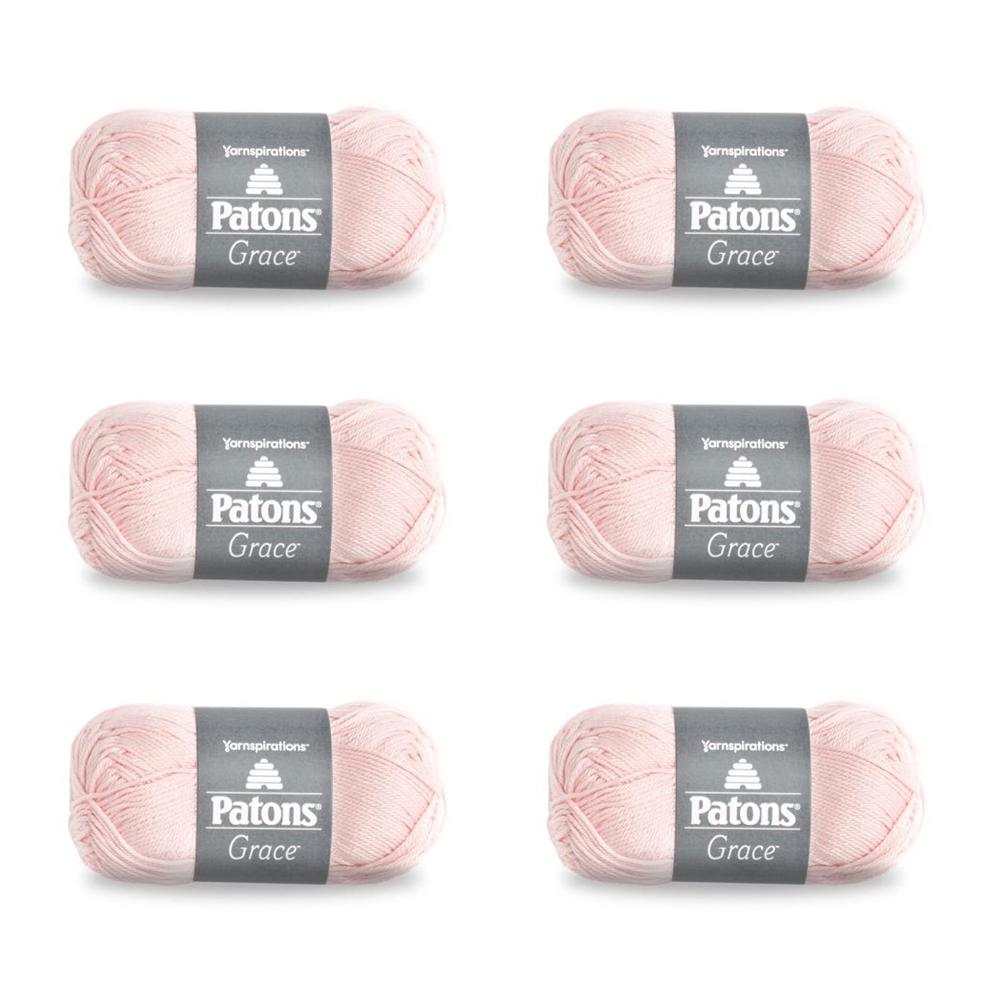 Patons Grace Blush Yarn - 6 Pack of 1.75oz/50g - Cotton - 3 DK - 136 Yards - Knitting/Crochet