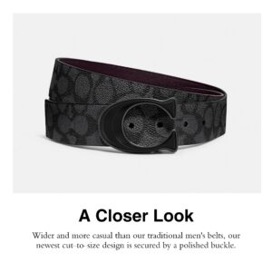 Coach 38 Mm Cts Reversible Resin Inlay C Buckle Signature Belt, Charcoal/Oxblood, One Size