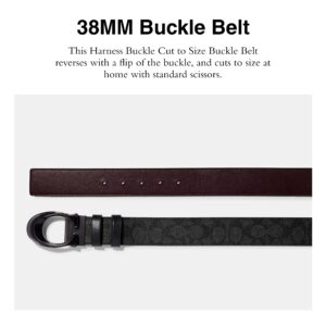 Coach 38 Mm Cts Reversible Resin Inlay C Buckle Signature Belt, Charcoal/Oxblood, One Size