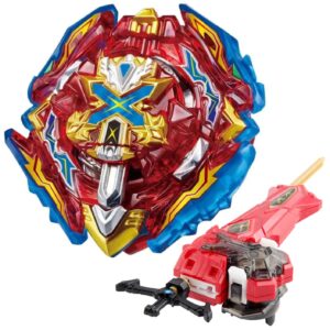bey battling launcher set, b-200 xiphoid xcalibur xanthus burst bey, left and right spin sword ripcord launcher compatible with all bey burst series - red