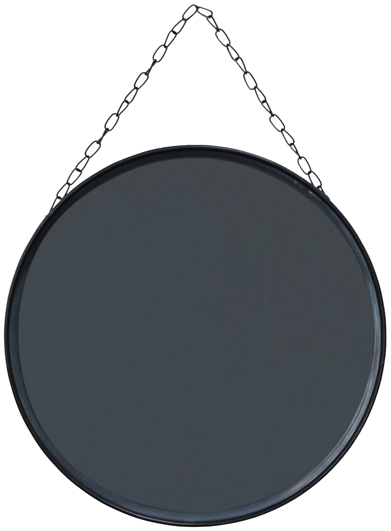 SANY DAYO HOME 12 inch Real Glass Black Round Mirror with Chain, Metal Framed Small Wall Hanging Circle Bathroom Shower Mirror for Home, Office, Door, Locker