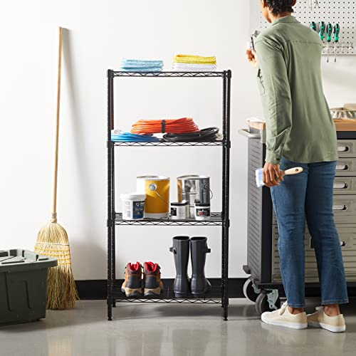 Amazon Basics 4-Shelf Adjustable, Storage Shelving Unit, (200 Pound Loading Capacity per Shelf), Steel Organizer Wire Rack, 13.4"D x 23.2"W x 48"H, Black