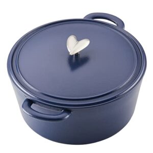 Ayesha Curry Enameled Cast Iron Dutch Oven/Casserole Pot with Lid, 6 Quart - Anchor Blue