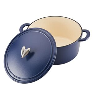 Ayesha Curry Enameled Cast Iron Dutch Oven/Casserole Pot with Lid, 6 Quart - Anchor Blue