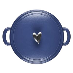 Ayesha Curry Enameled Cast Iron Dutch Oven/Casserole Pot with Lid, 6 Quart - Anchor Blue