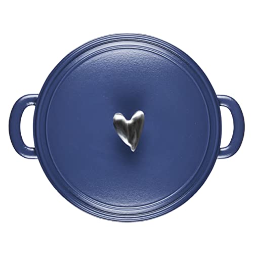 Ayesha Curry Enameled Cast Iron Dutch Oven/Casserole Pot with Lid, 6 Quart - Anchor Blue