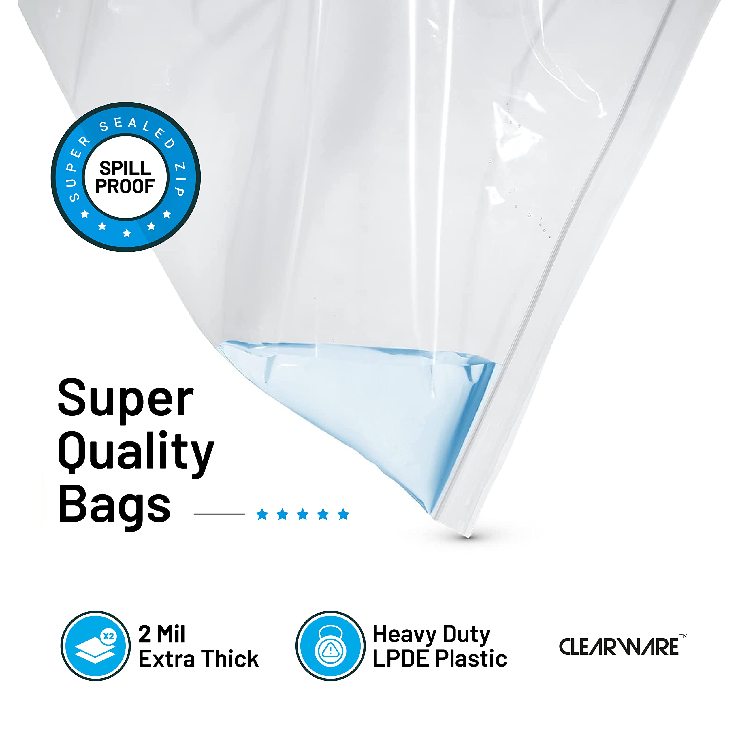 12 Large Plastic Bags With Zipper Top - 3 Gallon Bags 16" x 18", Extra Large Storage Bags for Clothes, Travel, Moving, Large Reusable freezer bags, BPA-Free, 2-mil Thick Clear Plastic Bags