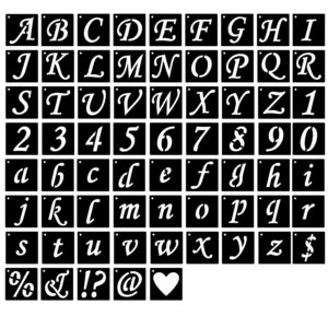 eage alphabet letter stencils 3 inch, 68 pcs reusable plastic letter number symbol stencil kit for painting on wood, wall, fabric, rock, chalkboard, signage