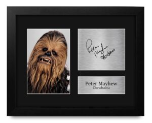 hwc trading peter mayhew gift usl framed signed printed autograph star wars gifts chewbacca print photo picture display - us letter size