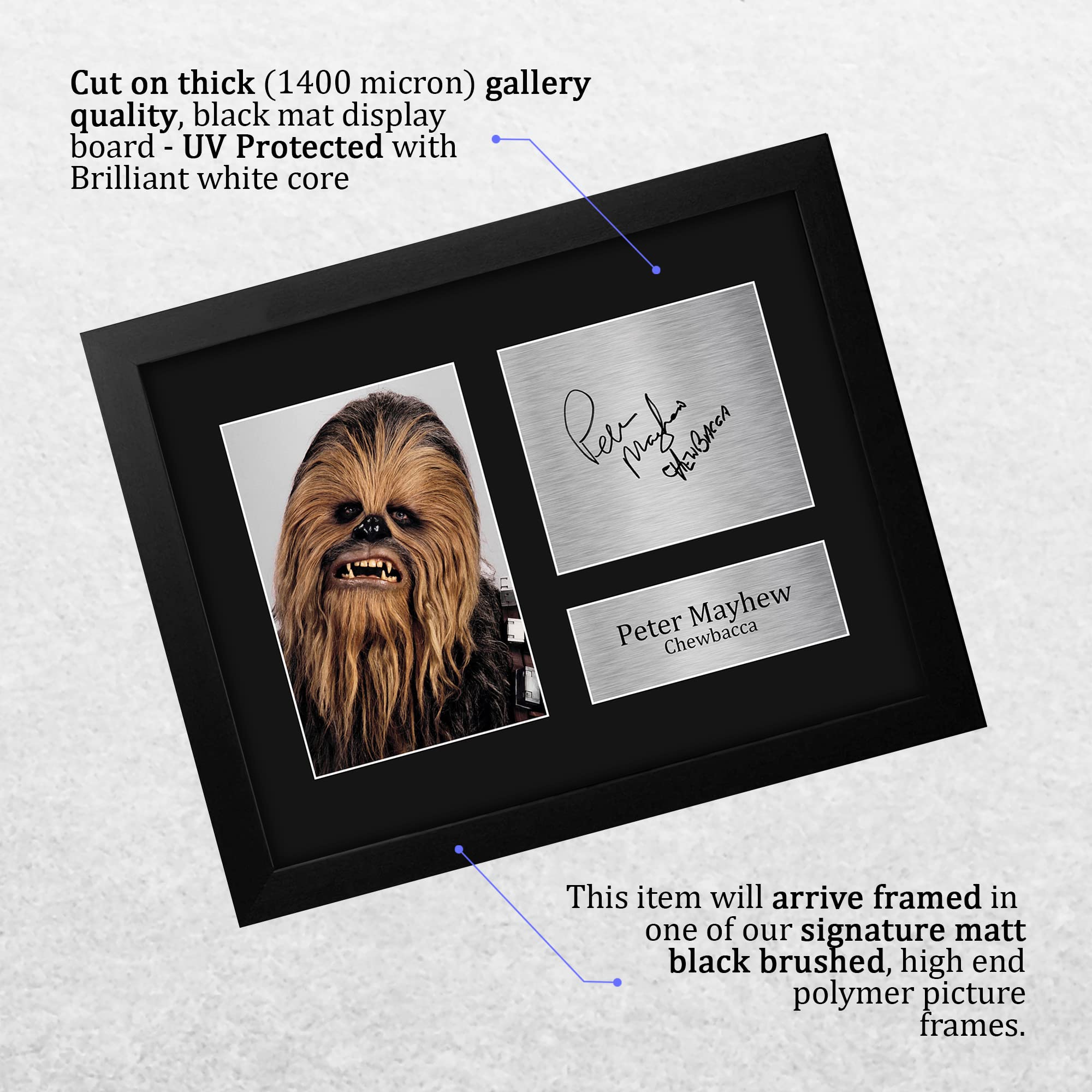 HWC Trading Peter Mayhew Gift USL Framed Signed Printed Autograph Star Wars Gifts Chewbacca Print Photo Picture Display - US Letter Size