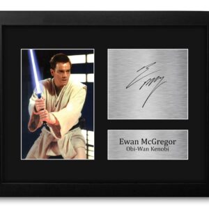 HWC Trading Ewan McGregor Gift USL Framed Signed Printed Autograph Star Wars Gifts Obi-Wan Kenobi Print Photo Picture Display - US Letter Size