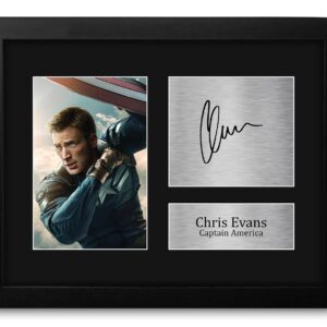 HWC Trading Chris Evans USL Framed Signed Printed Autograph Captain America The Avengers Print Photo Picture Display - US Letter Size