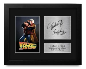 hwc trading back to the future printed autograph usl framed signed michael j fox christopher lloyd print photo picture display - us letter size