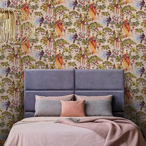 Holden Outside in Songbird Bird Theme Oriental Tropical Wallpaper Feature Wall Bedroom Livingroom Plum Deep Purple 13150