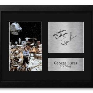 HWC Trading George Lucas Gift USL Framed Signed Printed Autograph Star Wars Gifts Creator Print Photo Picture Display - US Letter Size