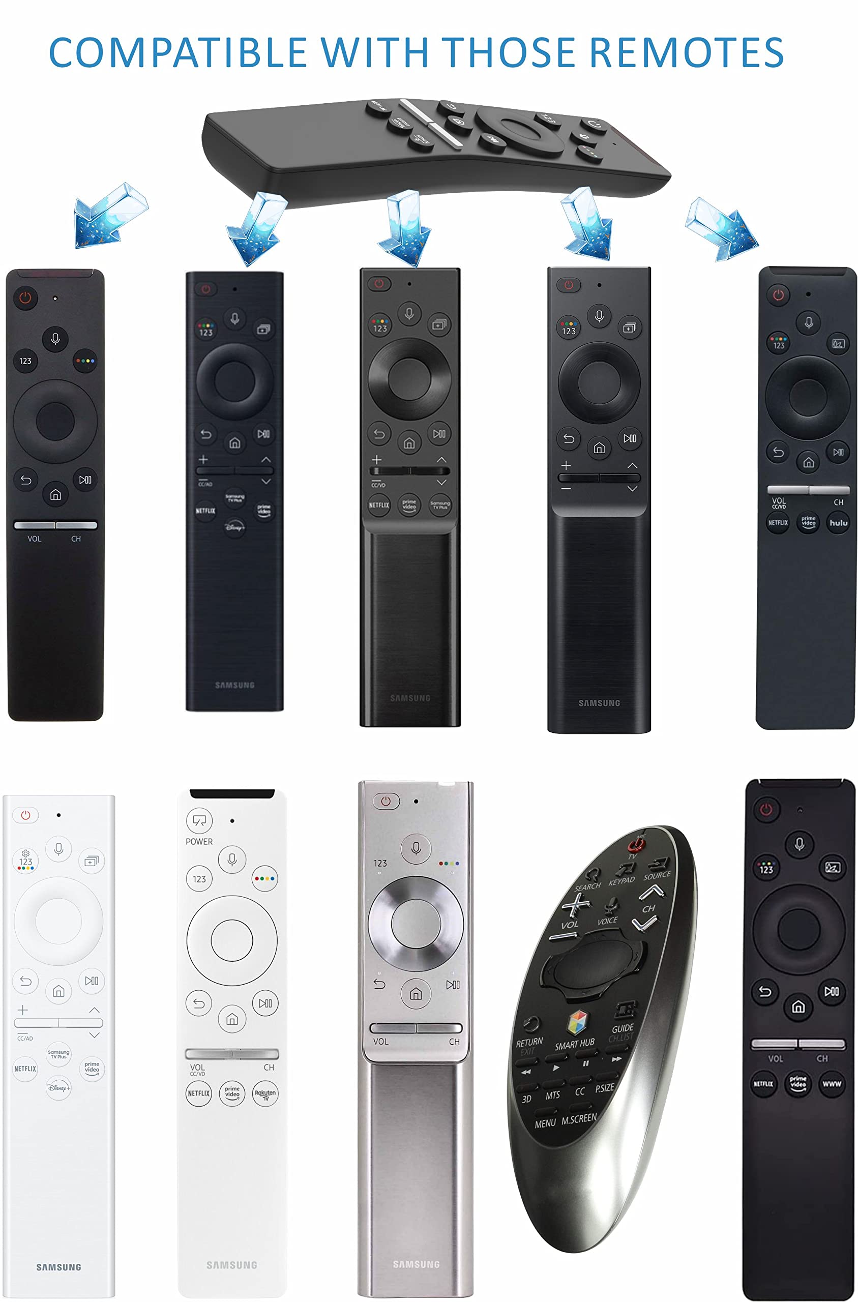 Universal Smart Remote for Samsung TV wih voie Control compatble with LED QLED 4K 8K Curved TVs, 3 Shortcut Buttons for Netflix, Samsung TV,Prime Video w/1 Year Warranty