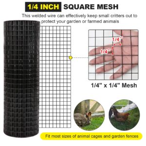 forimo 24'' x 50' 1/4inch Hardware Cloth 19 Gauge Black Vinyl Coated Welded Fence Mesh for Home and Garden Fence and Home