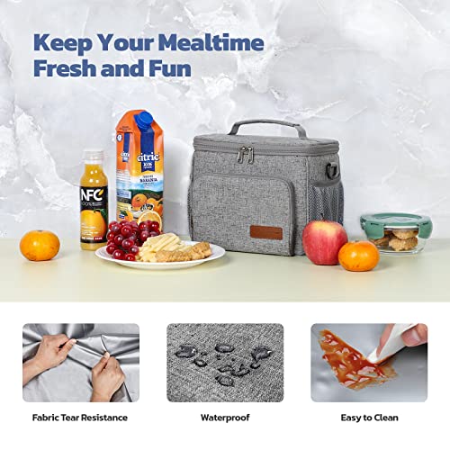 Maelstrom Lunch Box for Men,Insulated Lunch Bag Women/Men,Leakproof Lunch Cooler Bag,Lunch Tote Bag,8L,Gray