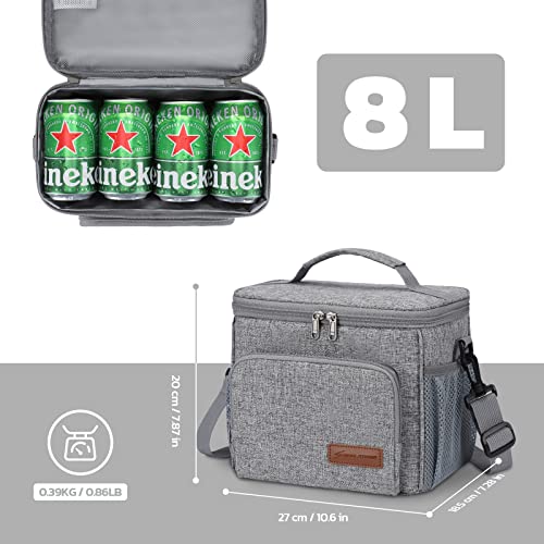 Maelstrom Lunch Box for Men,Insulated Lunch Bag Women/Men,Leakproof Lunch Cooler Bag,Lunch Tote Bag,8L,Gray