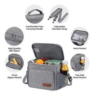 Maelstrom Lunch Box for Men,Insulated Lunch Bag Women/Men,Leakproof Lunch Cooler Bag,Lunch Tote Bag,8L,Gray