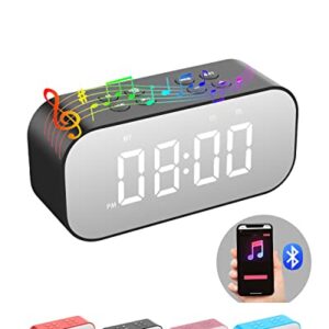 AFK Alarm Clock for Bedroom/Office,Digital Clock with Bluetooth Speaker,Small Alarm Clock for Heavy Sleepers Adults/Teens with Dual Alarms,Mirror LED Display,Hands-free Calling.(12H Format)