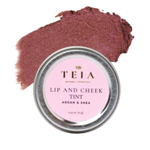 teia cosmetics - multi purpose color cream for lips and cheeks. non toxic, vegan, cruelty free. (moonlight - purple with sparkles)