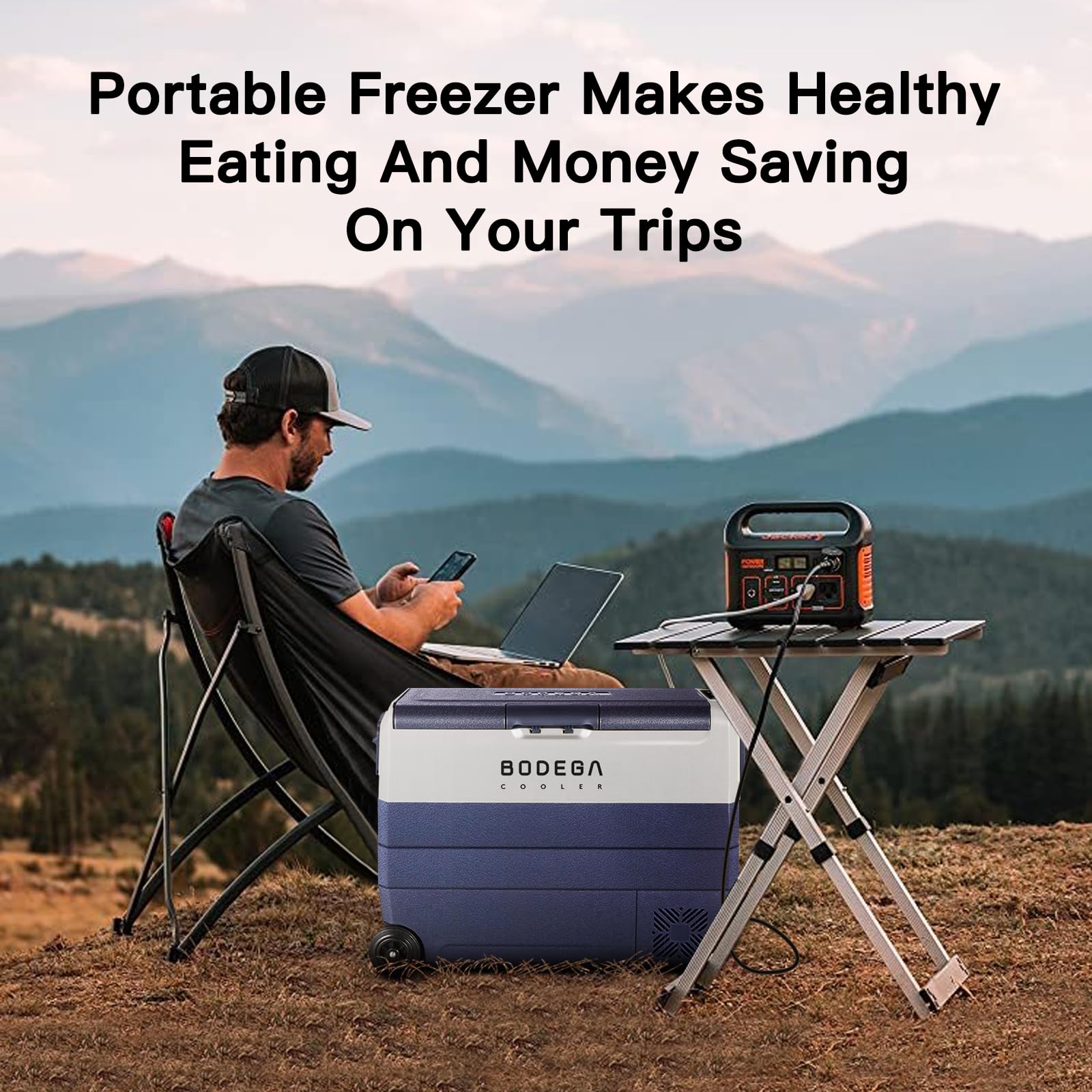 BODEGACOOLER 12 Volt Refrigerator,64 Quart Car Fridge Dual Zone WIFI APP Control,Portable Refrigerator Freezer （60L）-4℉-68℉,12v Cooler Fridge,12/24V DC and 100-240V AC for Outdoor,Camping,Travel,RV