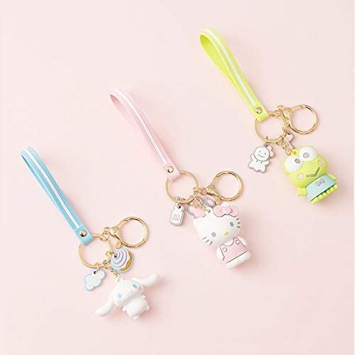 2pcs My Melody + Hello Kitty,Cute Kawaii Accessories Anime Keychain Cartoon Keychain Keyring Key Purse Handbag Car Charms