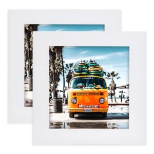 picture frames 5x5 white nature solid wood 2 pack for wall mount and tabletop display