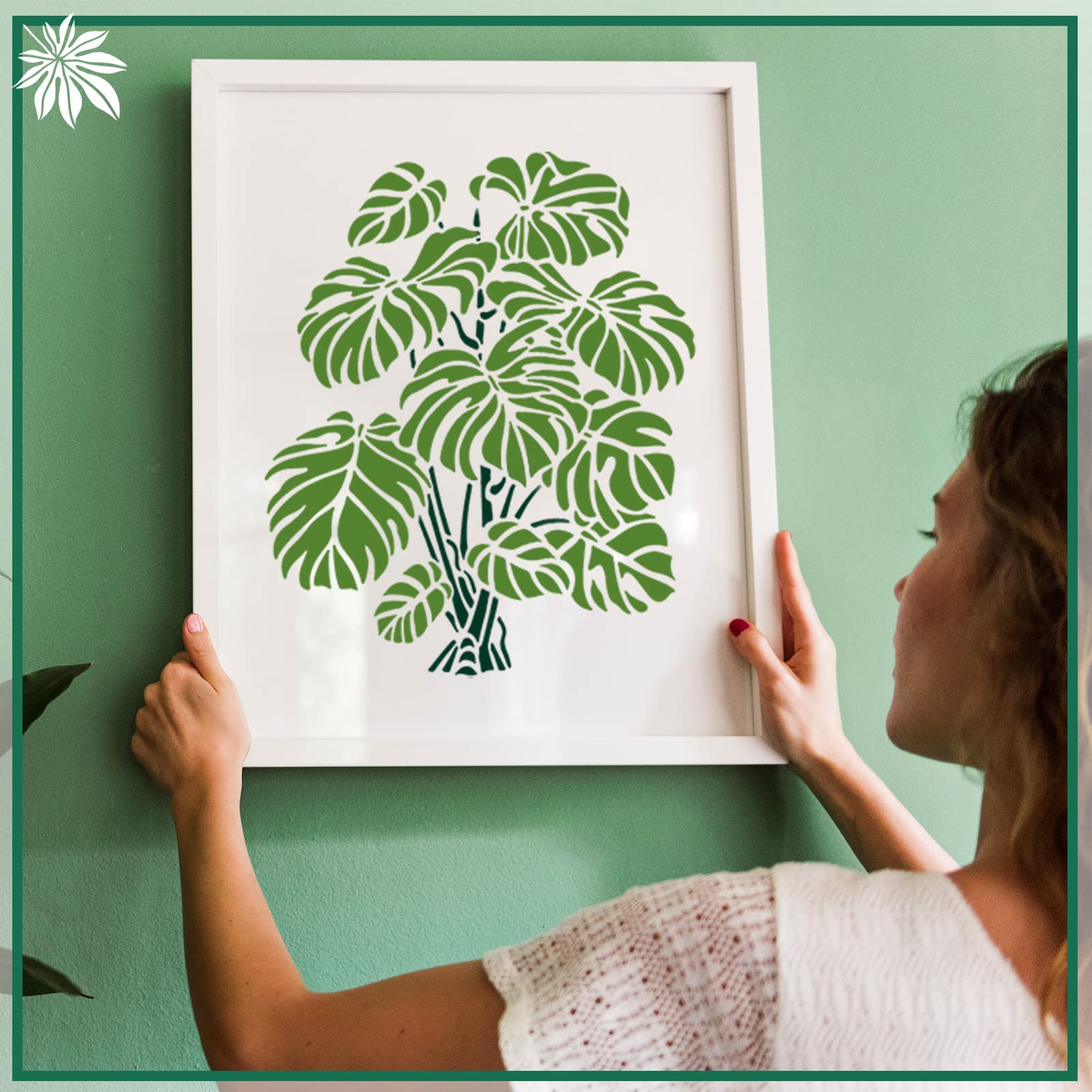 9 Pieces Reusable Painting Stencil Tropical Stencil Plastic Paint Stencils Summer Pattern Drawing Templates Stencils Reusable Craft Stencils for Painting (Leaves,9.8 x 9.8 Inches, 13.8 x 10.2 Inches)